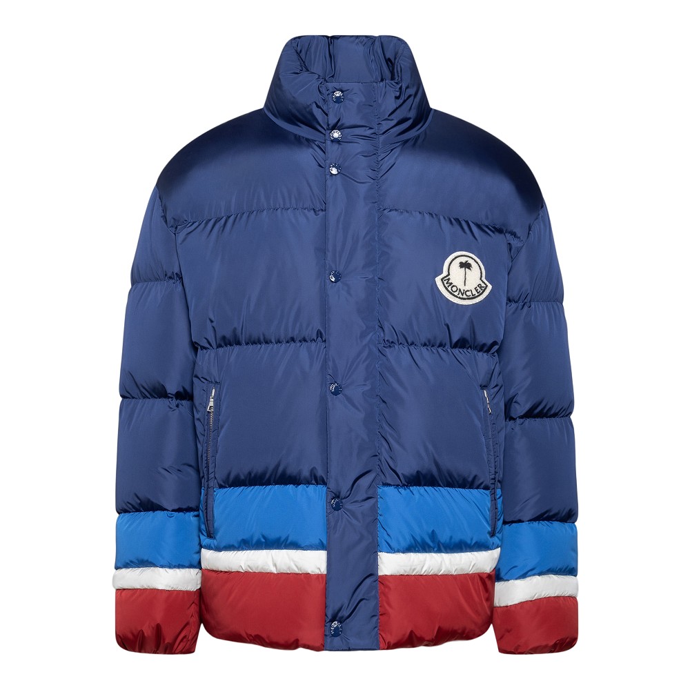 Blue down jacket with logo patch Moncler X Palm Angels